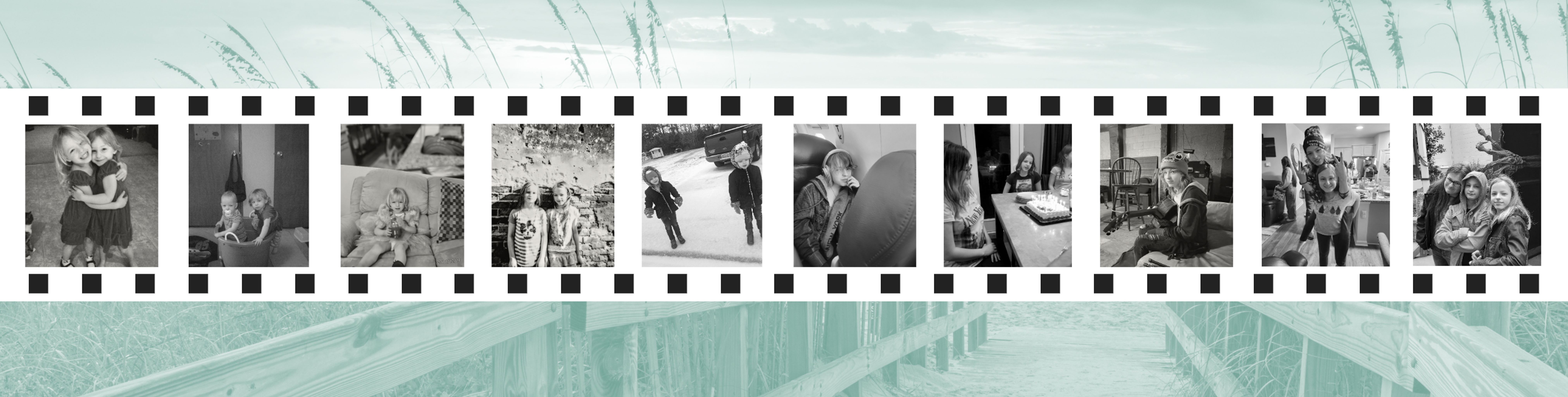 header image with a row of black and white photos